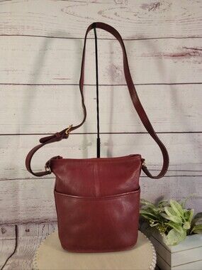 Vintage Coach Reddish Brown Bleeker Bucket Bag Glove tan Leather Crossbody #4153